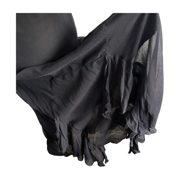 90s Y2K Black Sleek Spaghetti Straps Maxi Asymmetrical Dress Evening M - Picture 6 of 7